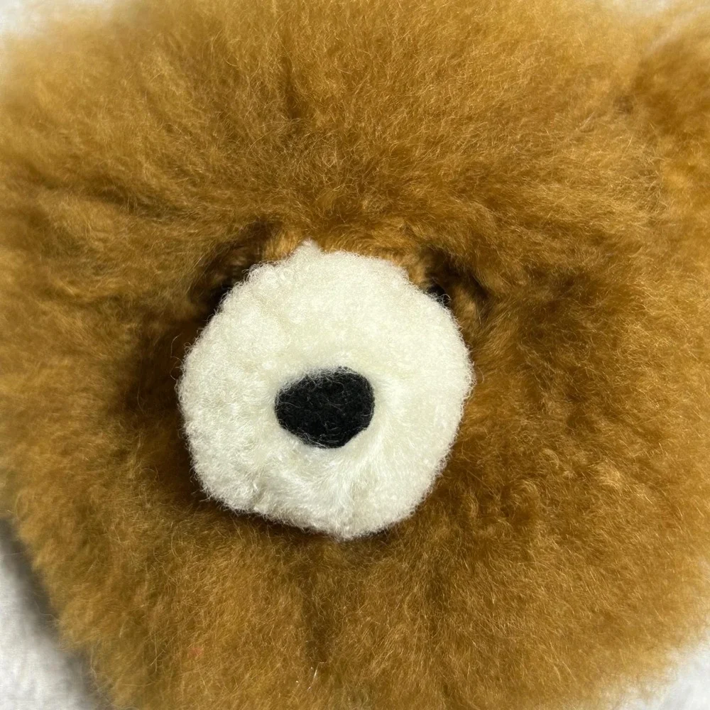 Peruvian Soul Alpaca Fur Bag Charm Keychain Brown Bear Fluffy Cute Bag Accessory